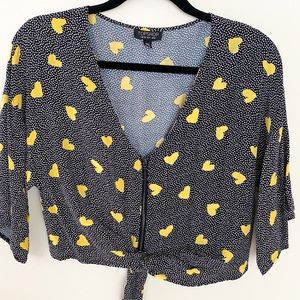 TOPSHOP Blouse with Zip and Tie